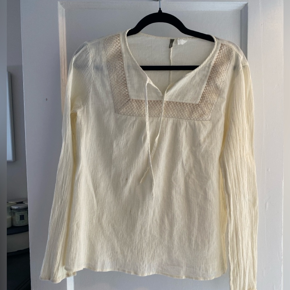 J. Crew Cream Long-Sleeve Peasant Blouse